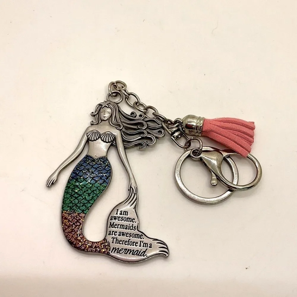 Mermaid Keychain with Pink Tassel